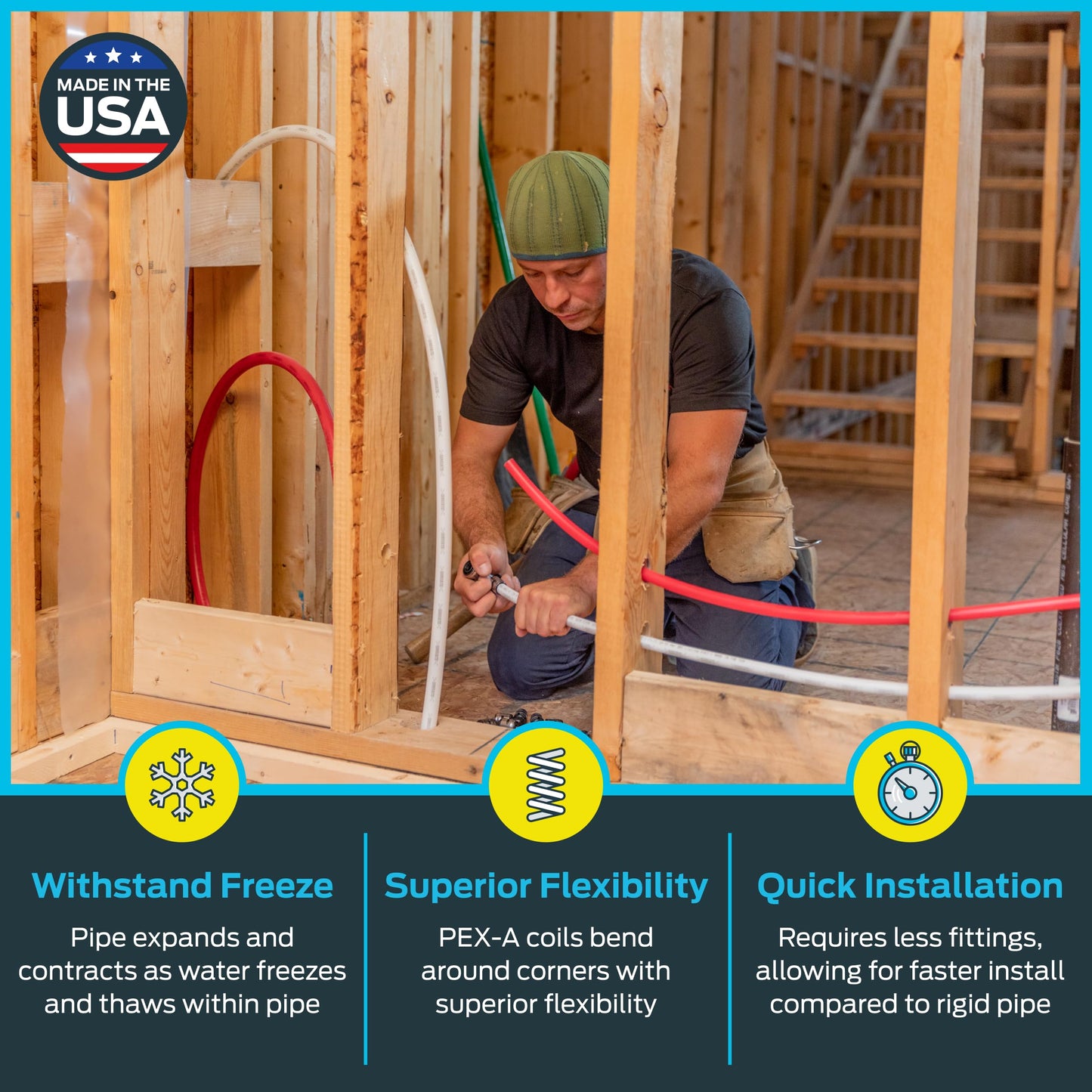 SharkBite 1 Inch x 100 Feet White PEX-A, Made in the USA, Flexible Water Pipe Tubing for Plumbing, UA80W100