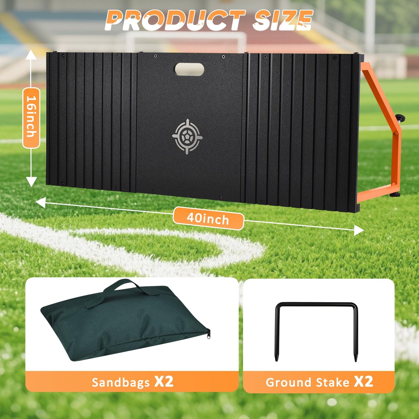 CAROD Soccer Rebounder Board, 40 X 16 Inch Portable Soccer Training Equipment, Two Rebound Angles, Equipped with Two Sandbags and Two Ground Stakes, Suitable for Soccer Passing and Shooting Drills