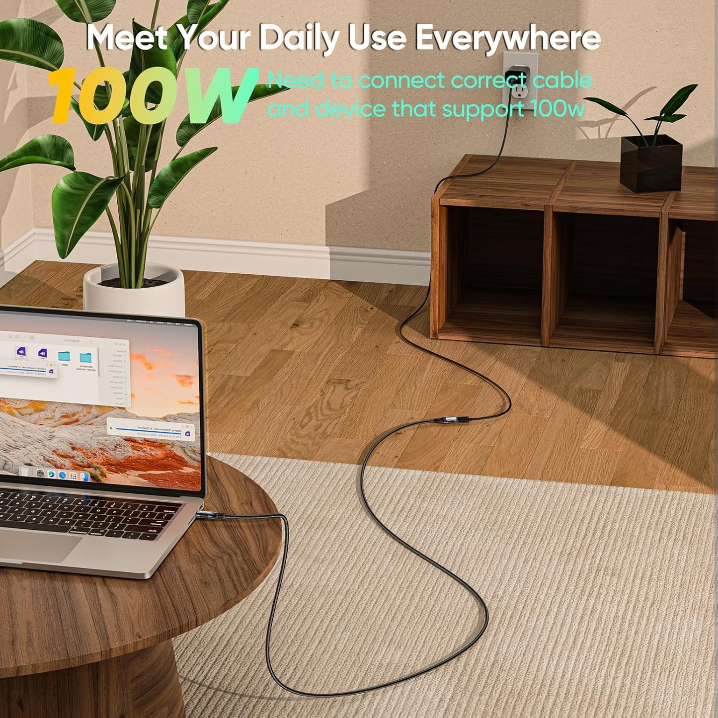 20ft 4K@60Hz 100W 10Gbps 3.2 Gen2 USB C Extension Cable Long, Upgraded Monitor & Charging & Data Transfer USB-C