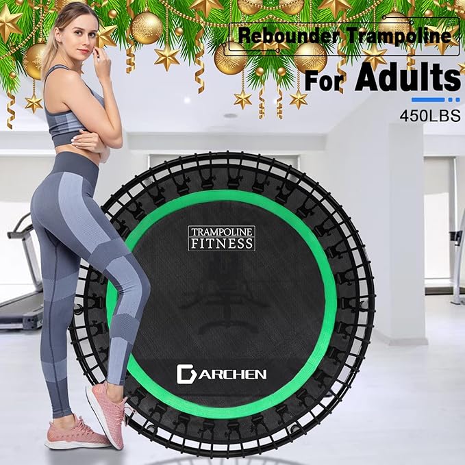 DARCHEN 450 lbs Mini Trampoline for Adults, Indoor Small Rebounder Exercise Trampoline for Workout Fitness for Quiet and Safely Cushioned Bounce, [40 Inch]