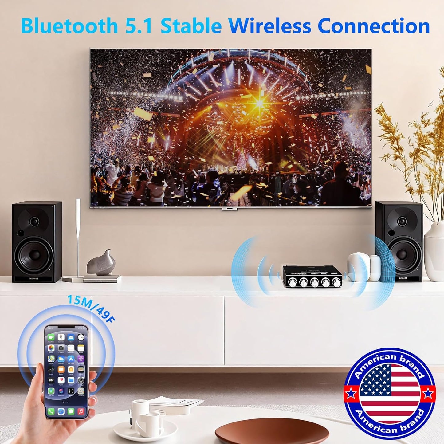 Sigllr 5.1 Board,200W 2.1 Bluetooth Audio Amplifier HiFi Channel Mini Subwoofer Power Amp Module with Treble & Bass