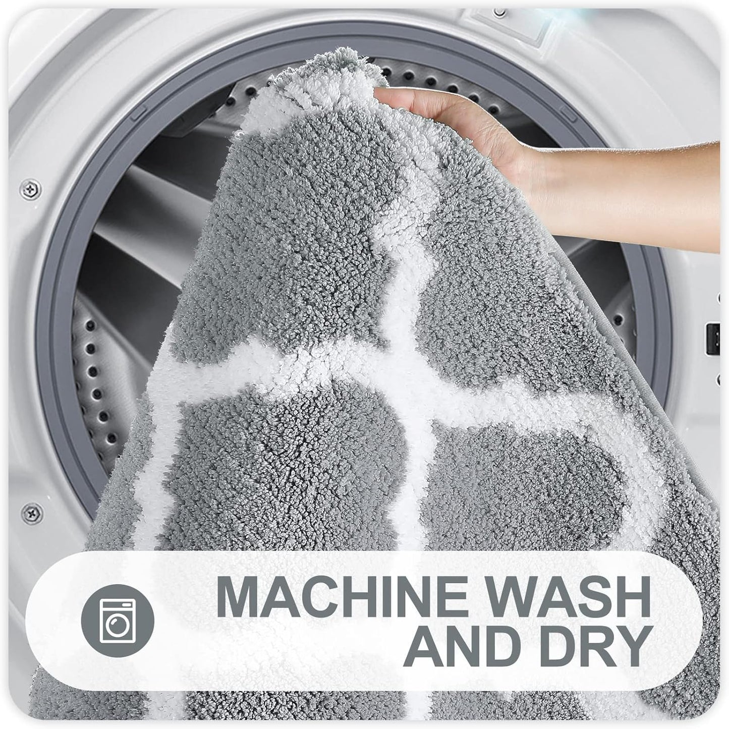 OLANLY Bathroom Rugs - Soft, Absorbent Microfiber Non-Slip Mats | 24x16 Inches, Grey