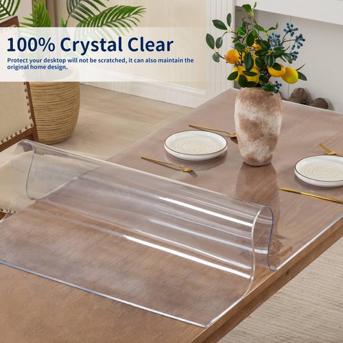 Eisdroma 42 x 78 Inch Clear Table Cover, 2mm Thick Clear Protector, Waterproof Table Pad for Dining Room, Kitchen, Office
