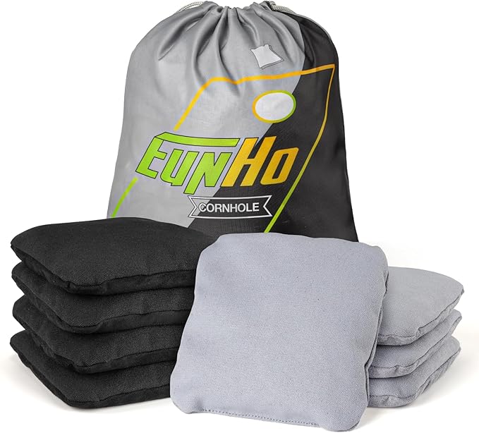EunHo Dual Sided Cornhole Bags Regulation Set of 8 Professional Cornhole Bean Bags Slick and Stick for Tossing Game-All Weather