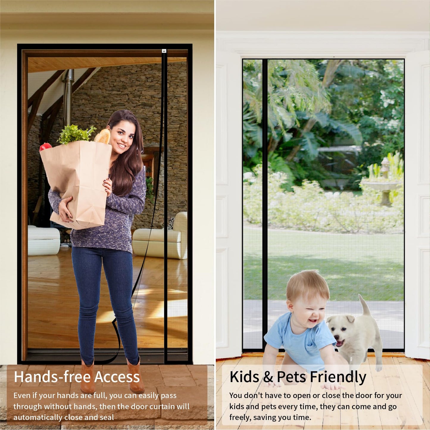 CHIYUNS Reversible Left Right Side Opening Screen Door Mesh Magnetic Closure Heavy Duty, Self Closing Fiberglass Bug Net with Magnet for Sliding Doors & Doorway, Pet Friendly, 72 x 80 inch