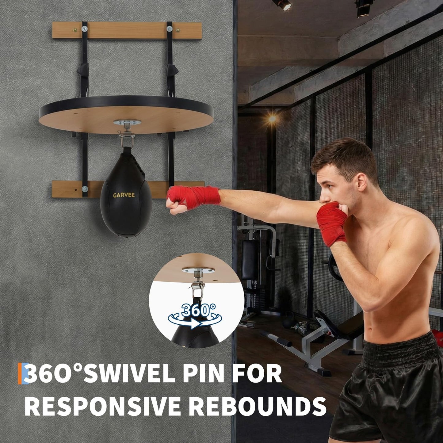 EliteEdge Speed Bag Platform for Boxing Punching Practice with 8 Inch Height Adjustable Mount 360 Degree Swivel and Includes Speed Bag Air Pump