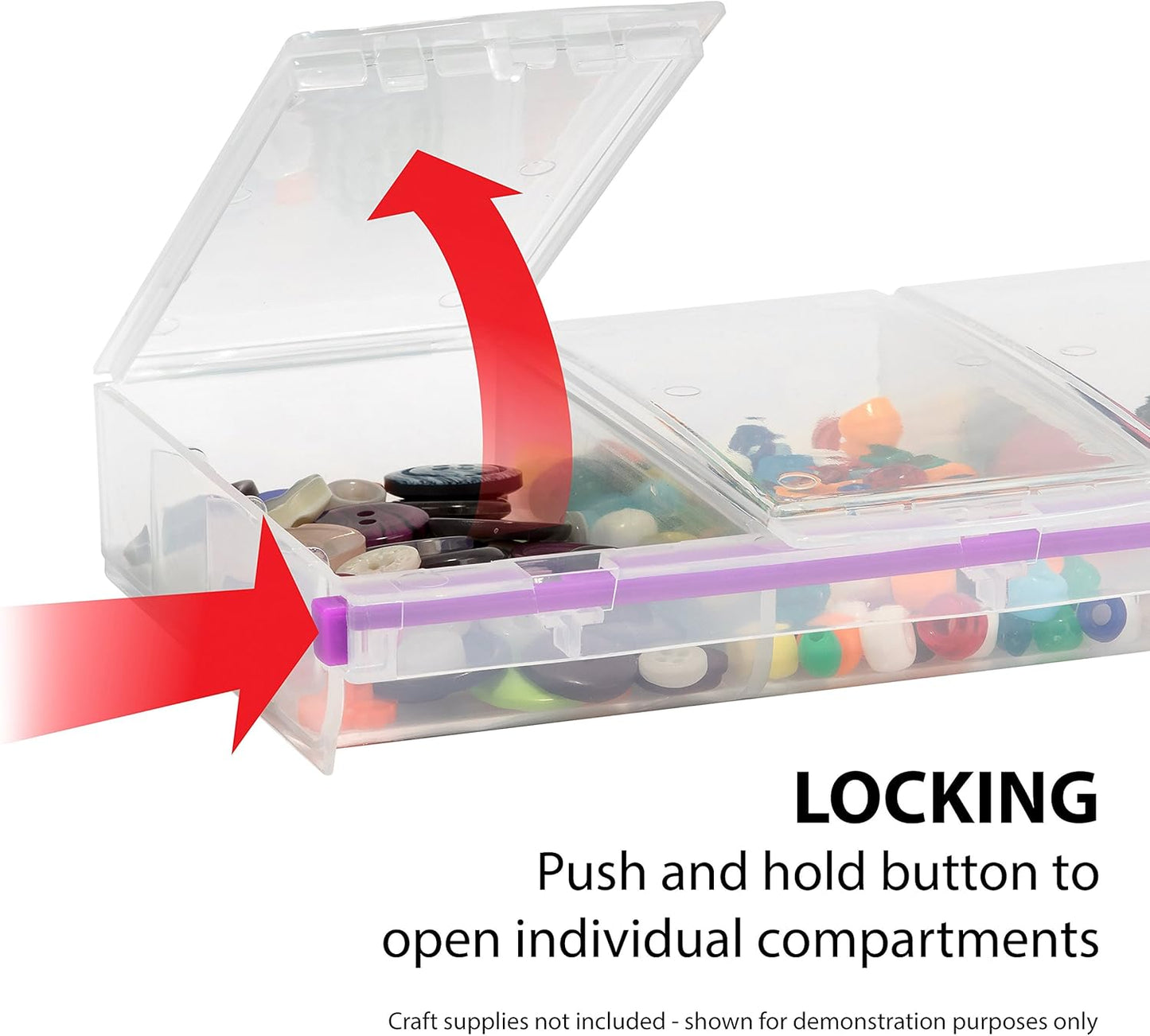 Craft Mates Bead Organizer - Versatile Plastic Storage Container with 4 Locking Compartments (2XL)
