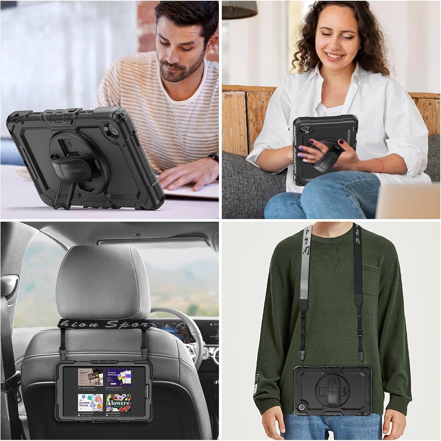 SEYMAC stock K9 (TB305FU) 8.7 inch 360 2025, Tablet Case for Lenovo Tab One / Drop-Proof Protection Cover with Rotate