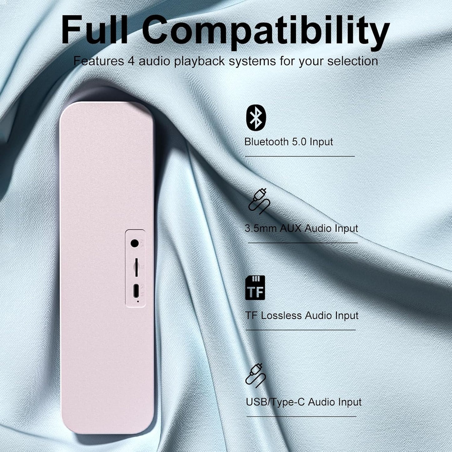 KASOHQEE Bass,3.5mm Computer Speaker for Desktop,Rechargeable PC Speaker,Small Computer Soundbar with Stereo