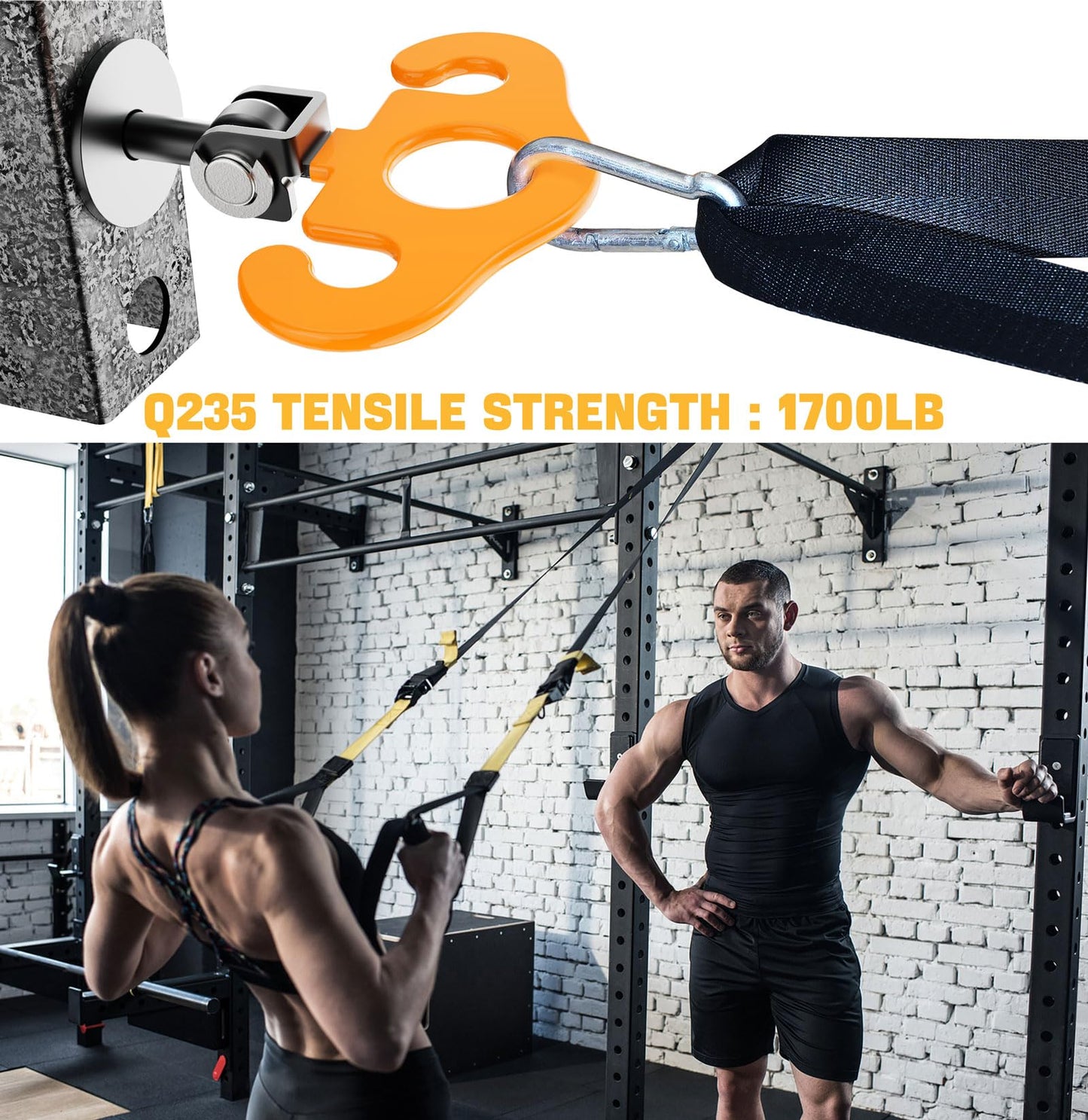 HOOJAKU Power Rack Attachments, Hooks for Squat Rack, Resistance Band Heavy Duty, Versatile Gym Equipment Attachments, for Strength Traning, Fitness, Physical Therapy(2 Pack)