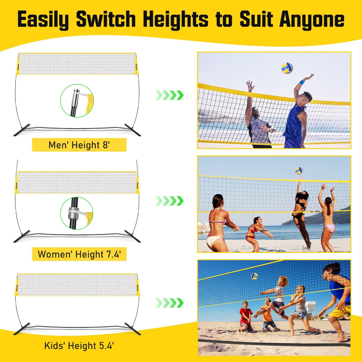 Freestanding Volleyball Net Set for Backyard - 12FT Portable Outdoor Volleyball Net Training Equipment with Soft Volleyball, Pump, Boundary Mark and Carry Bag for Park, Beach Games, Volleyball Sports