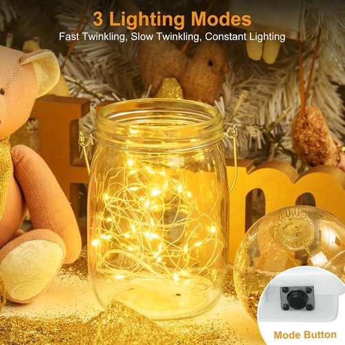 Btfarm 24 Pack Fairy Lights - Battery Operated 3 Modes, 7ft 20 LED Waterproof Twinkle Lights | Warm White for Christmas & Weddings