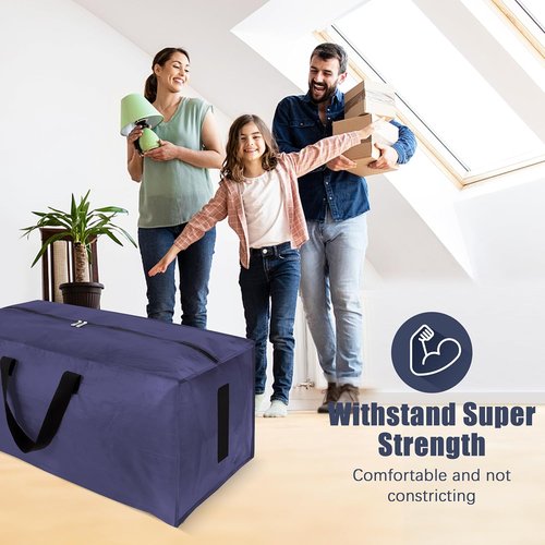 HOMESURE Large Water-Resistant Moving Bags - 8 Pack Heavy-Duty Storage Totes with Zippers & Handles | Space-Saving Blue Design