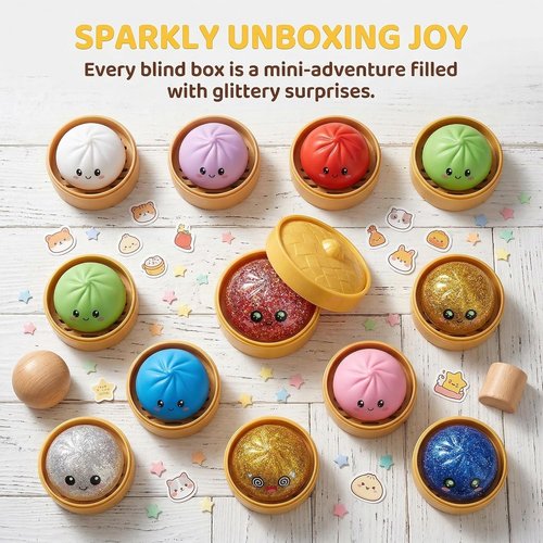 Glitter Dumpling Squishy Set by [Brand Name] - Colorful Stress Relief Toys | 2-Pack Random Gift Box