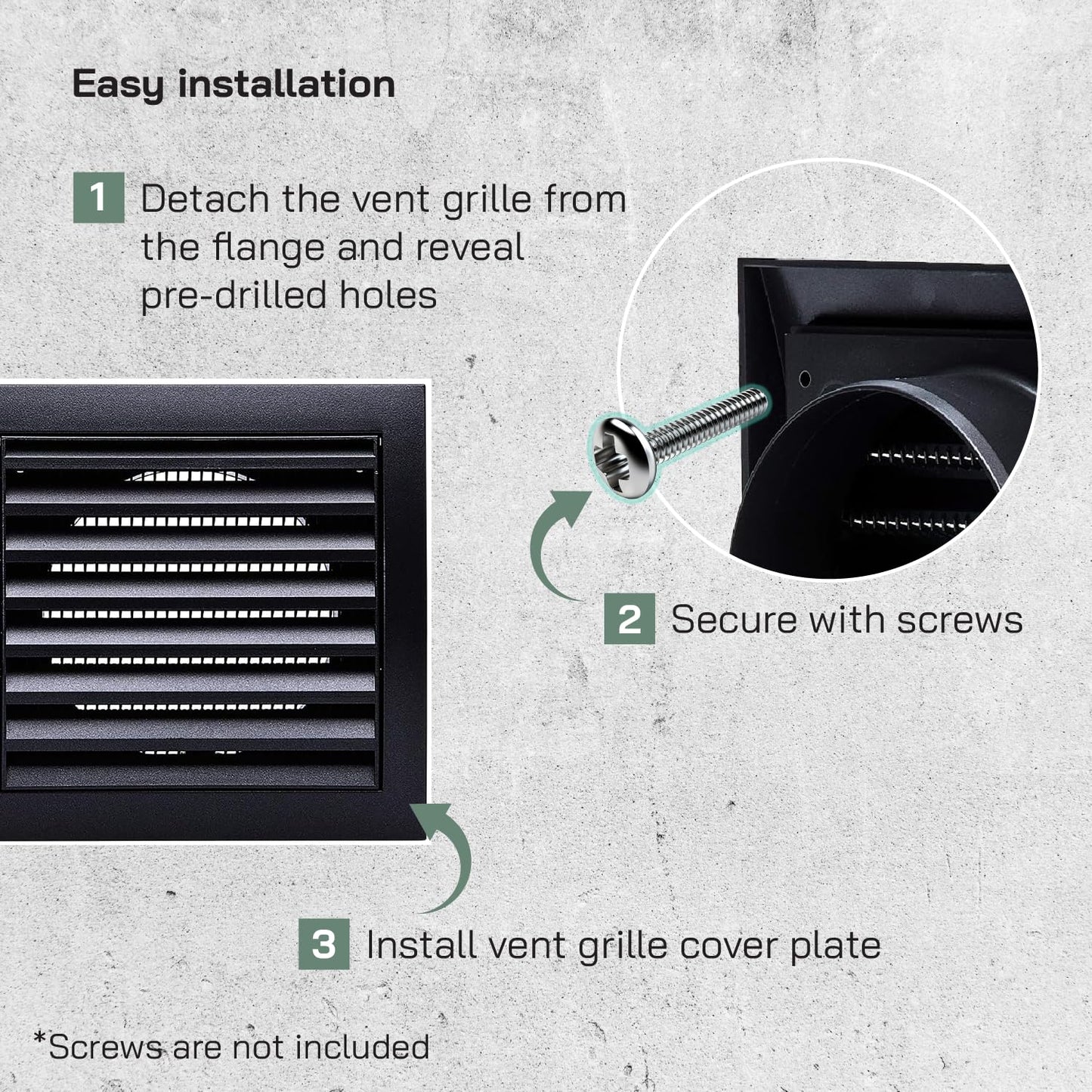 Vent Systems 4” Inch Antracite Plastic Exterior Vent Hood Cap - 10 Pack - Heavy-Duty Louvered Cover with Protective Mesh Screen - HVAC Exhaust Grille for Home, Garage, Outdoor Wall Applications