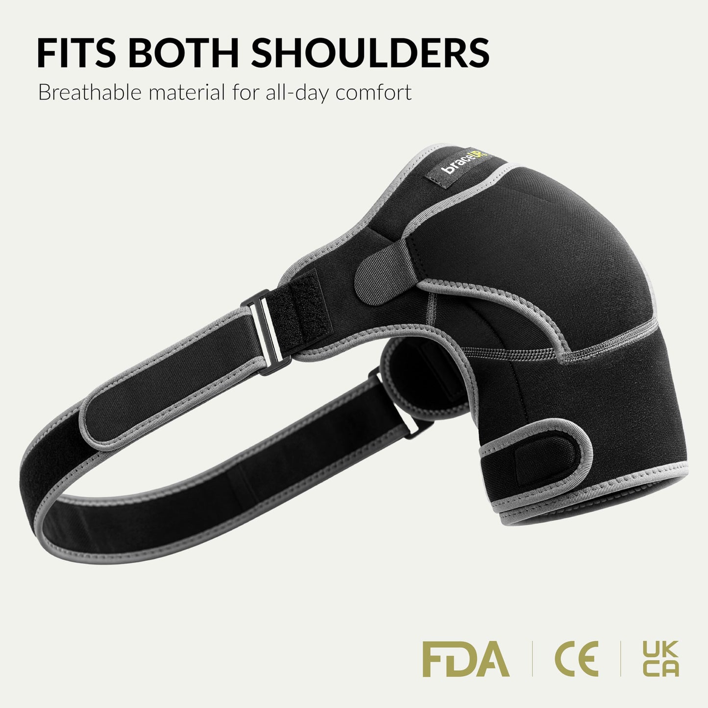 BraceUP Shoulder Brace with Adjustable Support and Ice Pad Pocket for Pain Relief, Rotator Cuff Recovery, and Injury Prevention - Ideal for Men and Women, One Size Fits Most