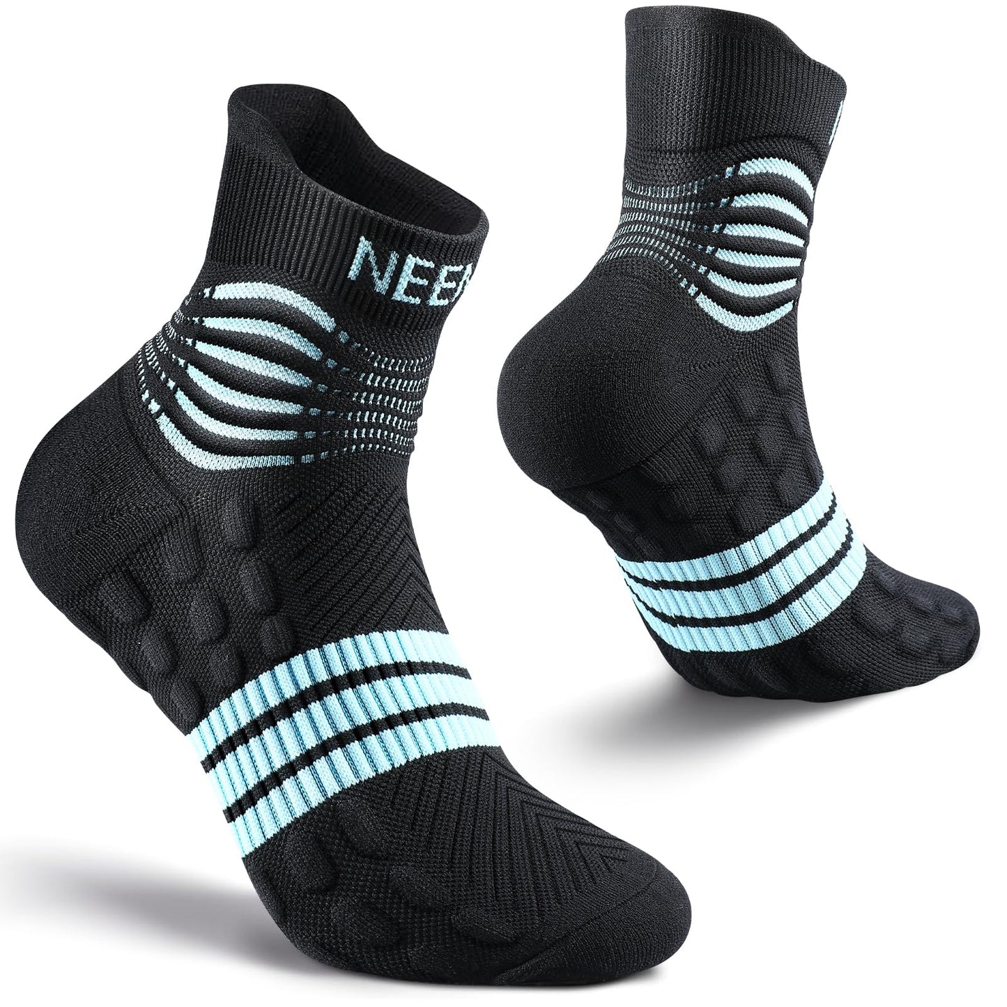 NEENCA Professional Compression Socks, Medical Ankle Socks with Patented Massage Dots for Pain Relief, Plantar Fasciitis, Women/Men Circulation, Swelling, Travel, Sports Protection. 1 Pair, 20-30 mmHg
