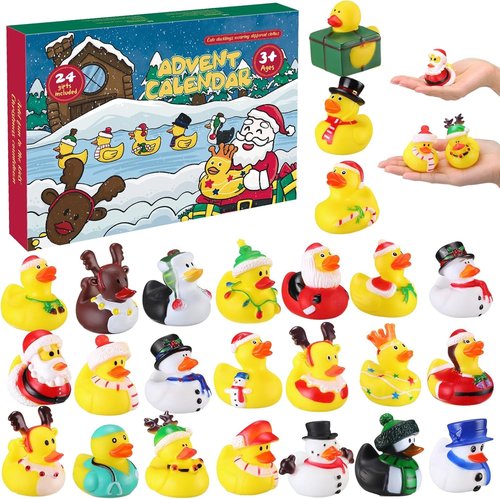 Advent Calendar 2025 - 24 Days of Fun Rubber Duck Set | Perfect Christmas Gifts for Kids Ages 3-6
