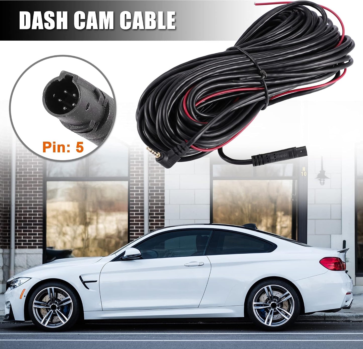 1pcs 5 15m 49.21Ft X AUTOHAUX Pin Dash Cam Rearview Backup Camera Reverse Extension Cord Car Recorder Cable Male