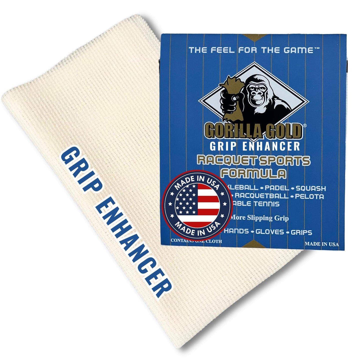 Gorilla Gold Grip Enhancer Tacky Towel - USA-Made Chalkless Competition-Approved Formula for Tennis, Golf, Softball and More - Versatile Multi-Sport Moisture Control for Sweaty Hands