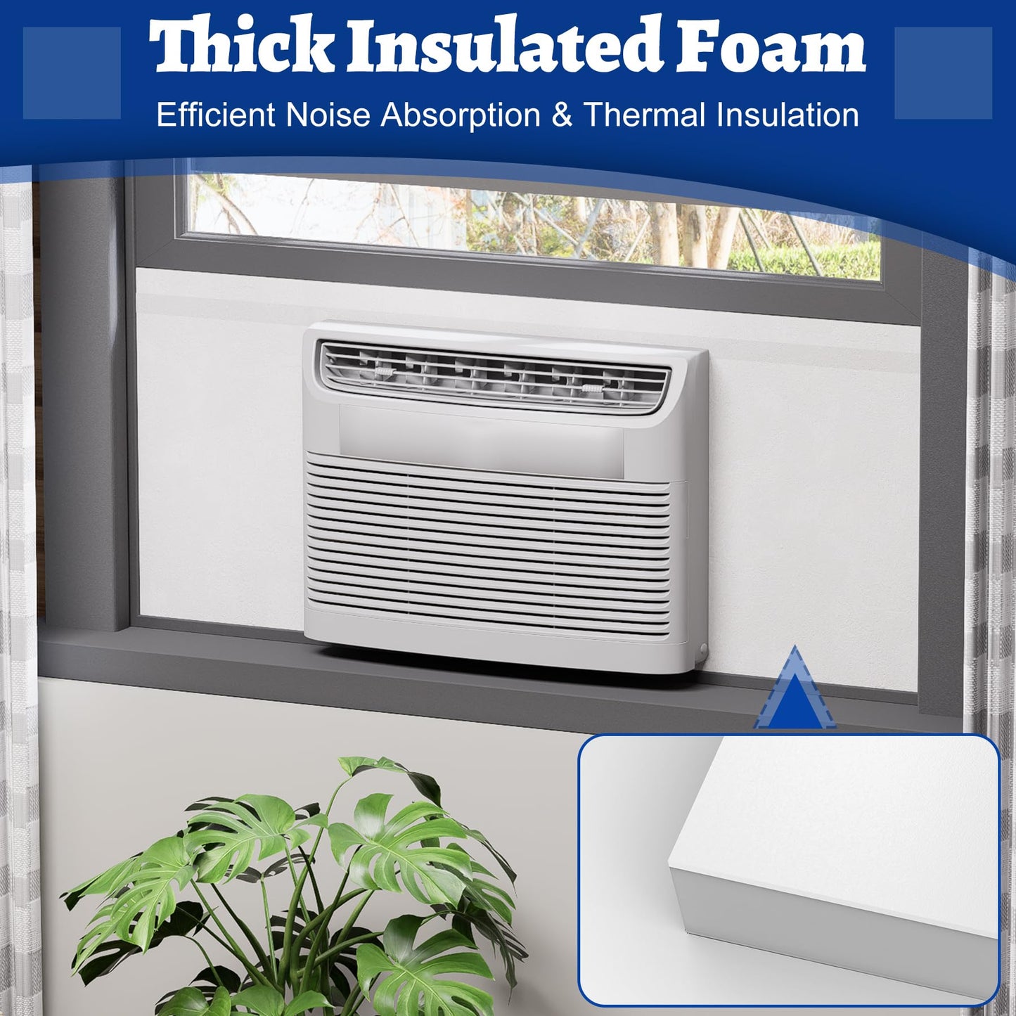Wintcomfort Window Air Conditioner Insulated Foam Panels with Aluminum Foil, Waterproof Window AC Surround Insulation Panel with Top Seal Strip for Indoor Window AC Unit, Reflected Sunlight & Heat