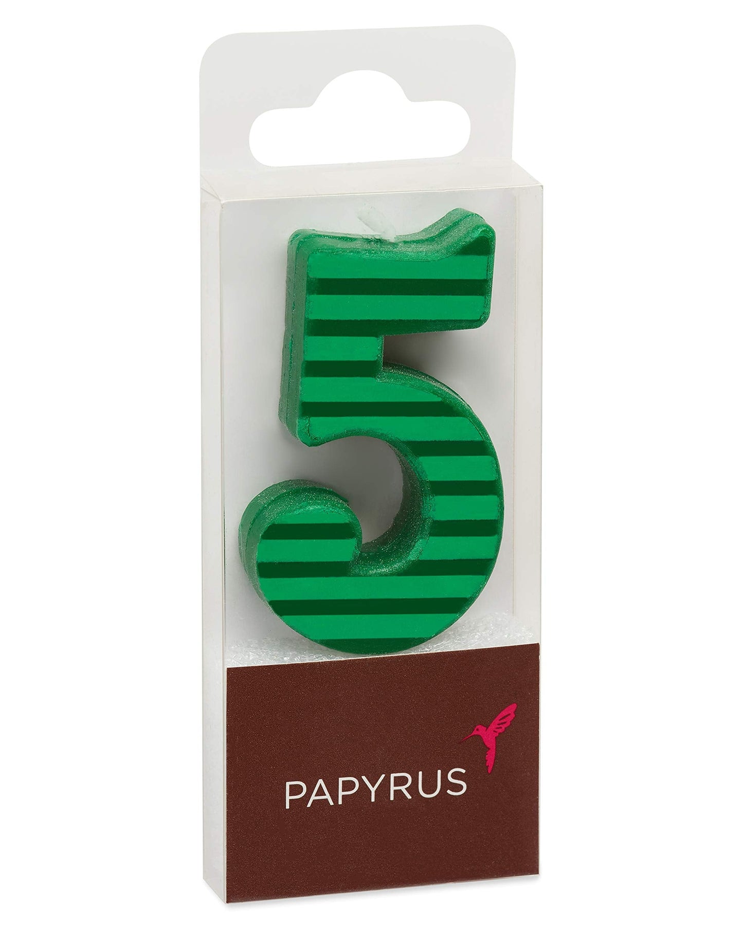 Papyrus Number Birthday Candles Pack, Green Stripes (10-Count)