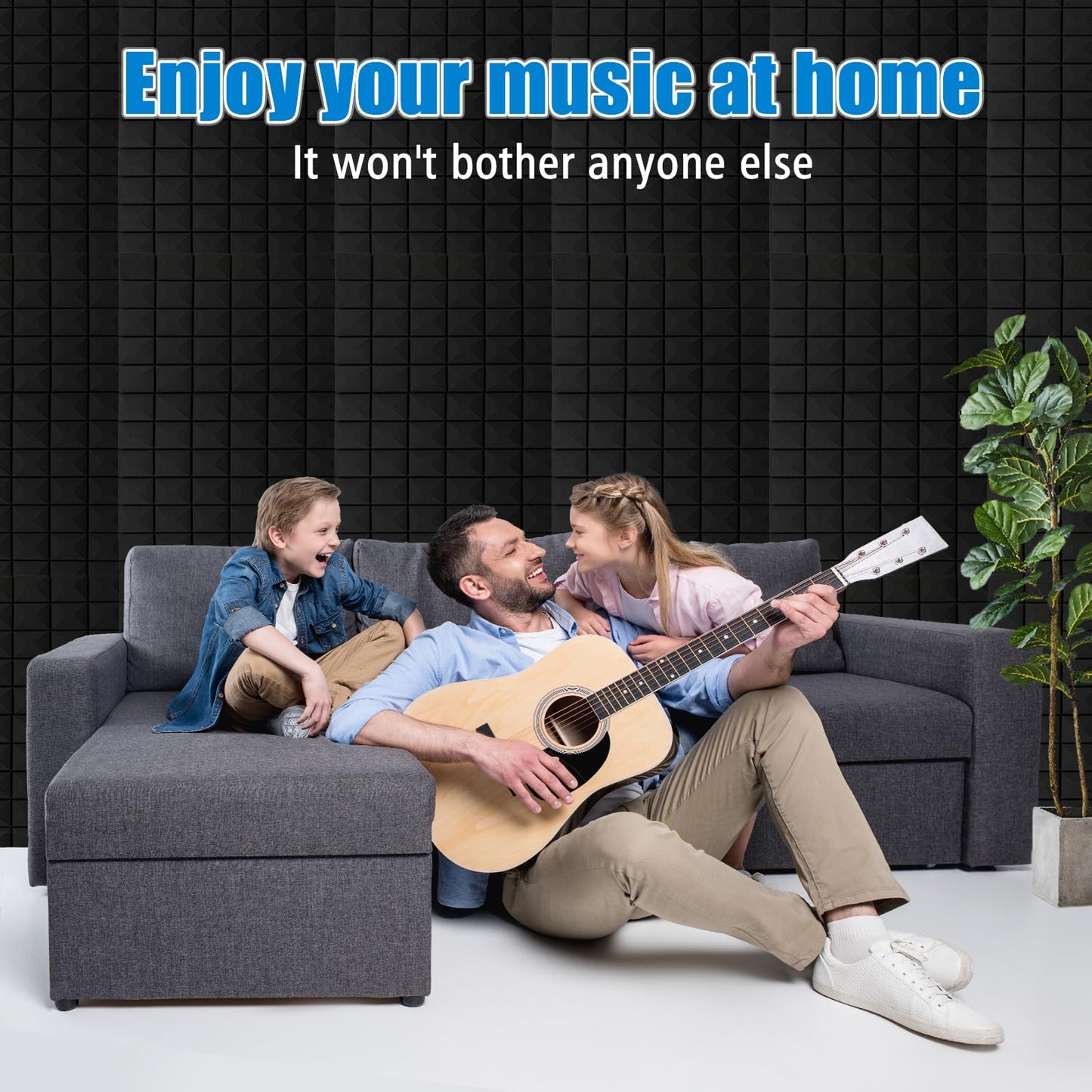 4 Pack Acoustic Panels, 48 x 24 x 2" Sound Proof Foam High Density Studio Wedge Tiles Fire Resistant Acoustic Panels for Home Office, Echo Reduction, Studio,Noise Dampening (Black-4 Pack)