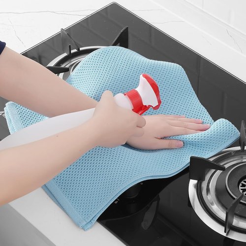 Homaxy 100% Cotton Waffle Weave Dish Towels - Ultra Soft & Absorbent | Quick Drying, 13 x 28 Inches, 12-Pack, Sky Blue