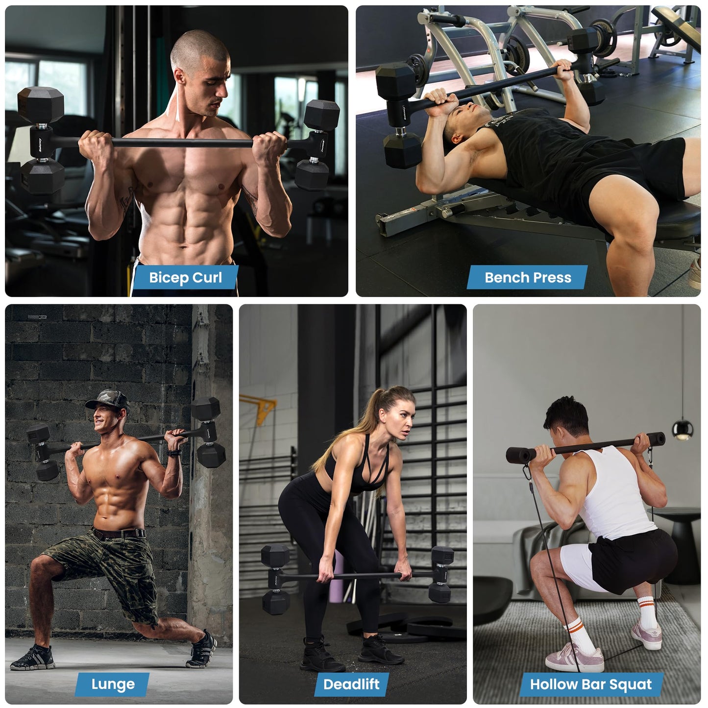 Dumbbells to Barbell Converter, Dumbbell Barbell Converter Bar, Adjustable Weight Bar, Dumbbell Converters for Weightlifting(Straight and EZ Curl)