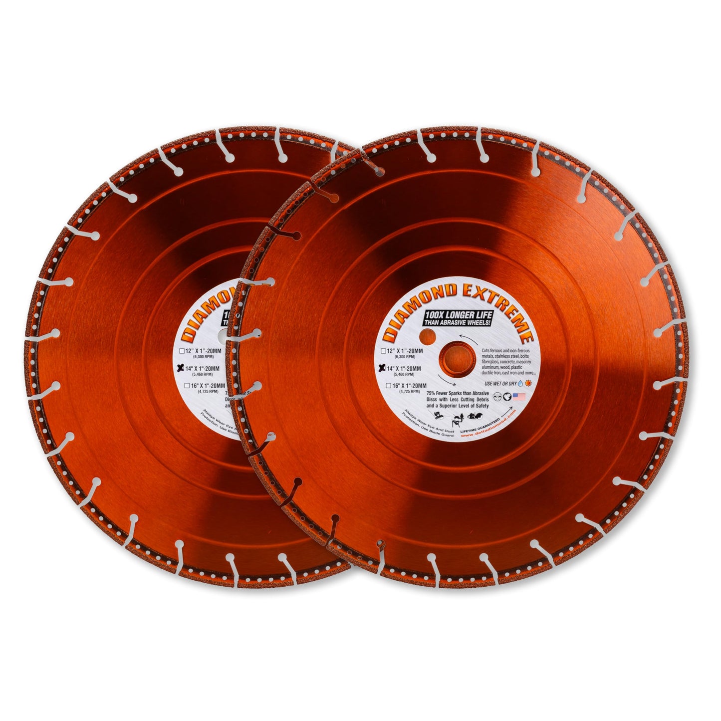 Diamond Extreme Metal Cut Off Wheel 14 Inch 2-Pack, Heavy-Duty All Purpose Metal Cutting Diamond Blade for Rebar, Steel, Iron & More (14" 2-Pack)