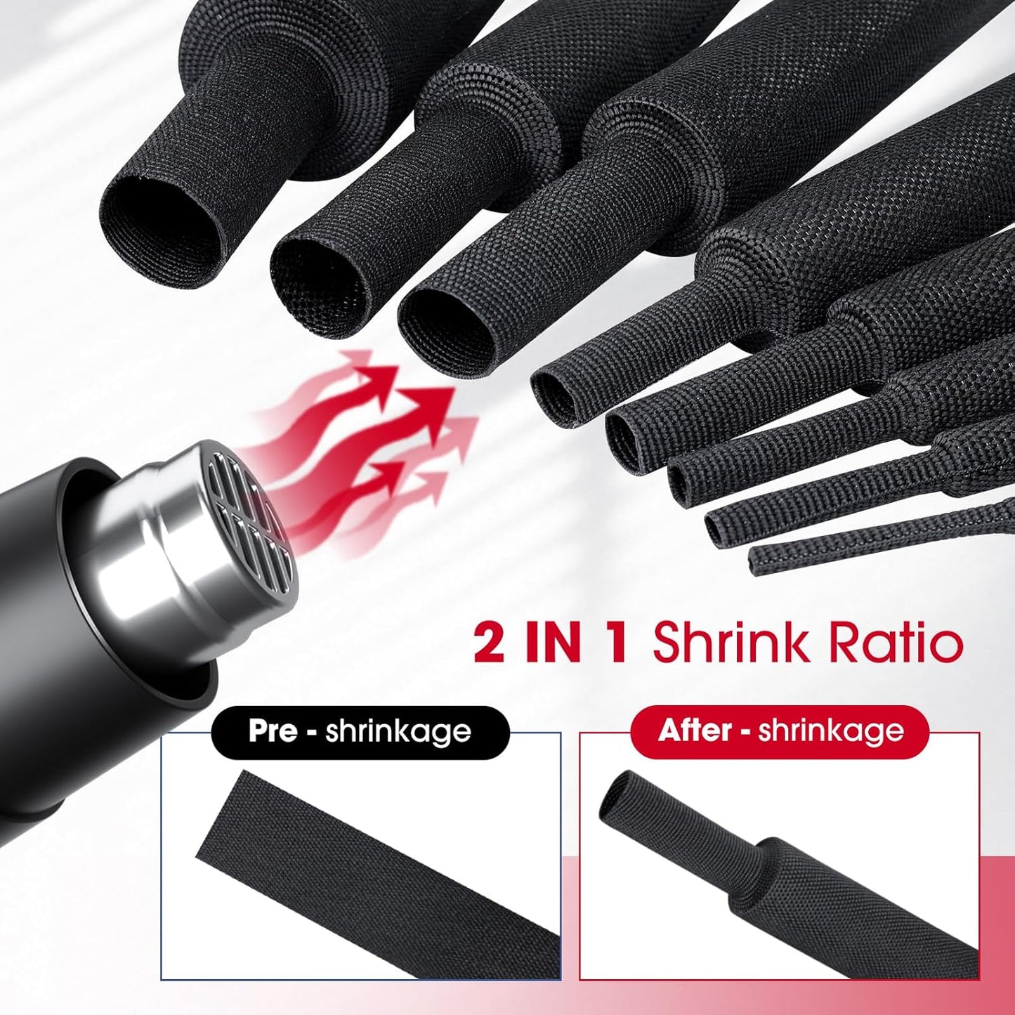 Sonoreboom 1" 18 2 1 - feet Braided Cable Management Sleeve in Heat Shrink Fabric Tube Wrap Organizer Cover