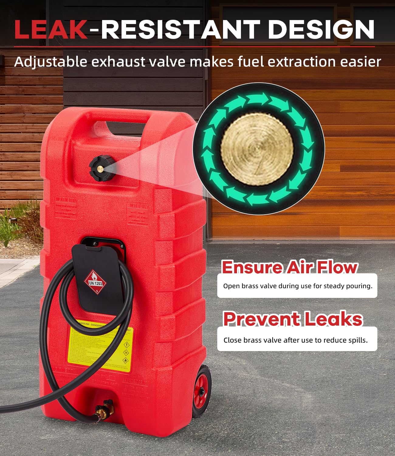 Garvee 15 Gallon Gas Can, Heavy-Duty Portable Fuel Caddy with Manual Fuel Transfer Pump, Portable Diesel Tank on Wheels with 10 ft Hose for Lawn Mowers, Cars, Boats, Tractor, UTV, Camping,Red