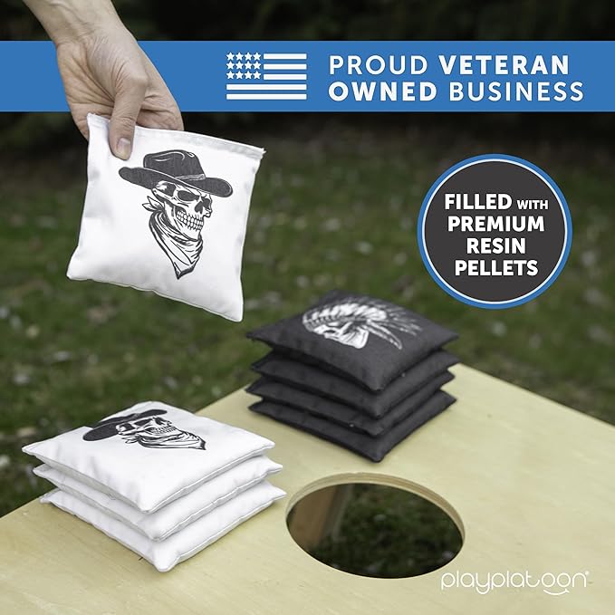 Professional Cornhole Bags - Set of 8 Regulation All Weather Double Sided - Sticky Side/Slick Side Bean Bags for Pro Corn Hole Game