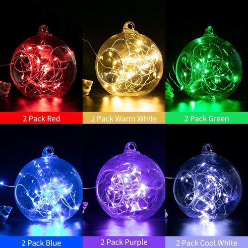 Brightown 12-Pack LED Fairy Lights - Waterproof Battery-Operated Silver Wire String Lights | 7 Feet, Multi-Color