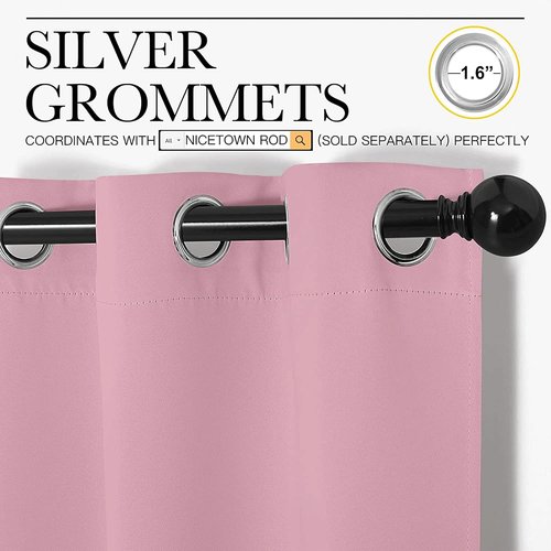 NICETOWN Blackout Curtains for Patio Glass Doors - Crystal Pink, 42" Wide x 90" Long, 1 Pair