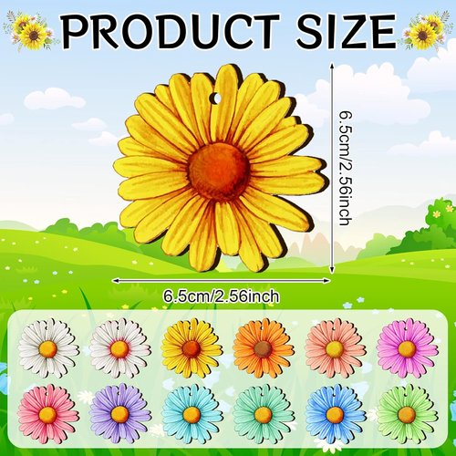 Maitys 36 Pcs Spring Flower Ornaments - Hawaiian Wooden Hibiscus & Daisy Decor for Parties