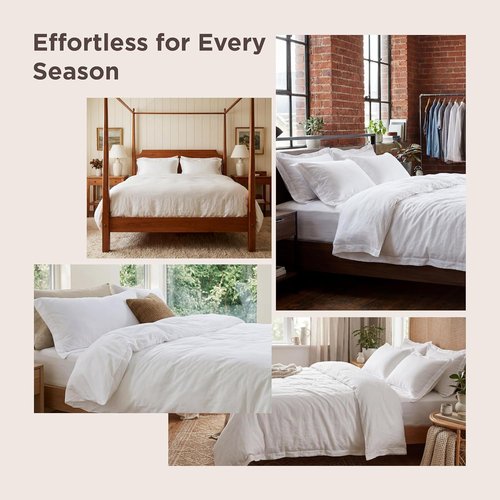 Bedsure Duvet Cover - Extra Soft Prewashed Cotton-Like Polyester | Queen Size 90x90 Inches, Linen