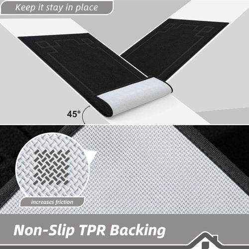BEQHAUSE Door Mat 36" x 60", Non-Slip Door Mats Indoor Entryway Rugs Washable Low-Profile Absorbent and Stain Resist Floor Mats, Dog Door Mat for Front Back Door, Mud Wet Shoes & Paws, Black