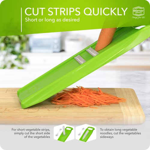 Börner Roko PowerLine Vegetable Slicer • Julienne Cutter for Fruit and Vegetables • Julienne Slicer for Fine Strips • Fine Vegetable Grater • Kitchen Slicer (Green)