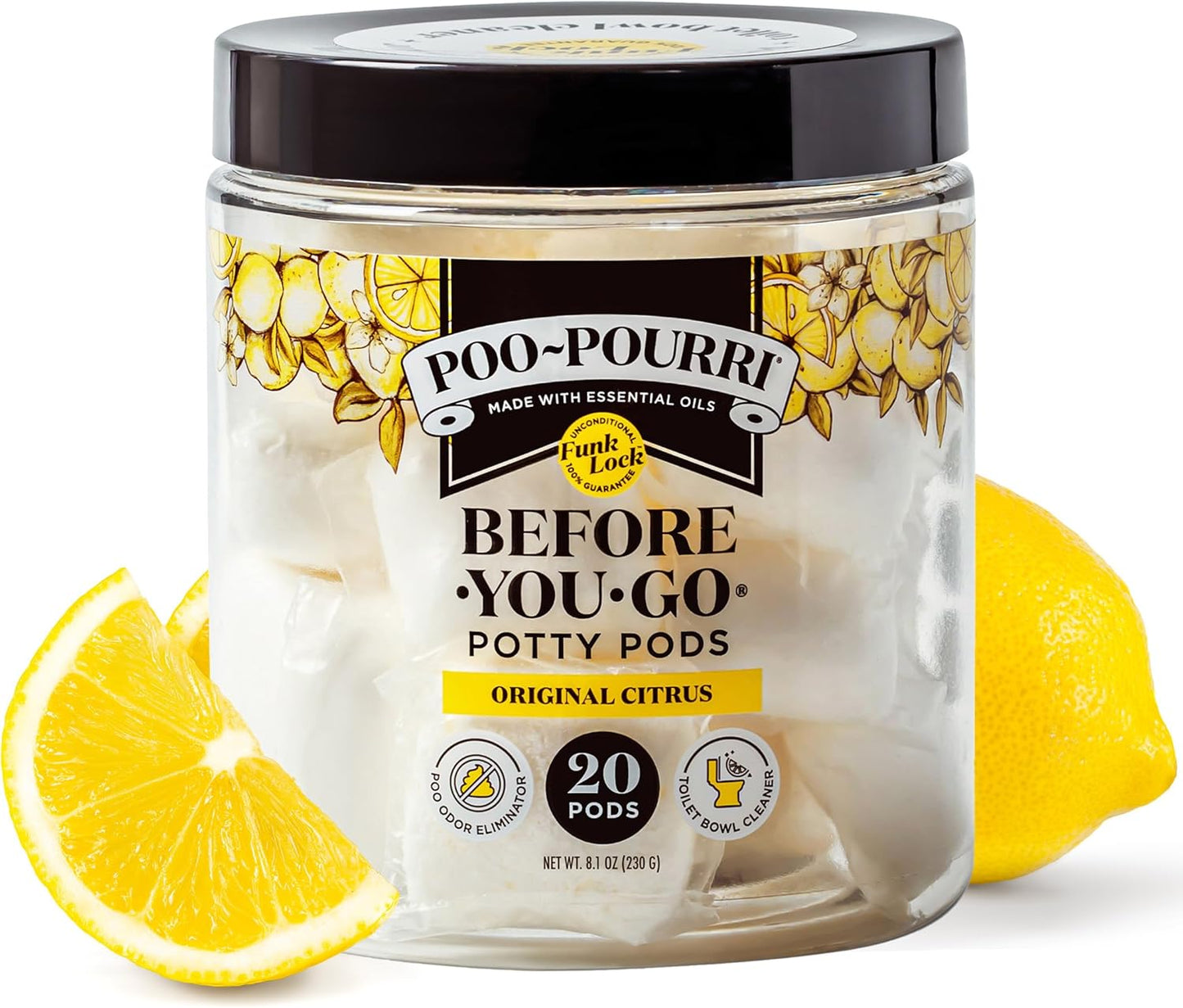 Poo~Pourri Original Citrus Toilet Potty Pods - 2-in-1 Odor Remover & Cleaner - 20ct with Essential Oils