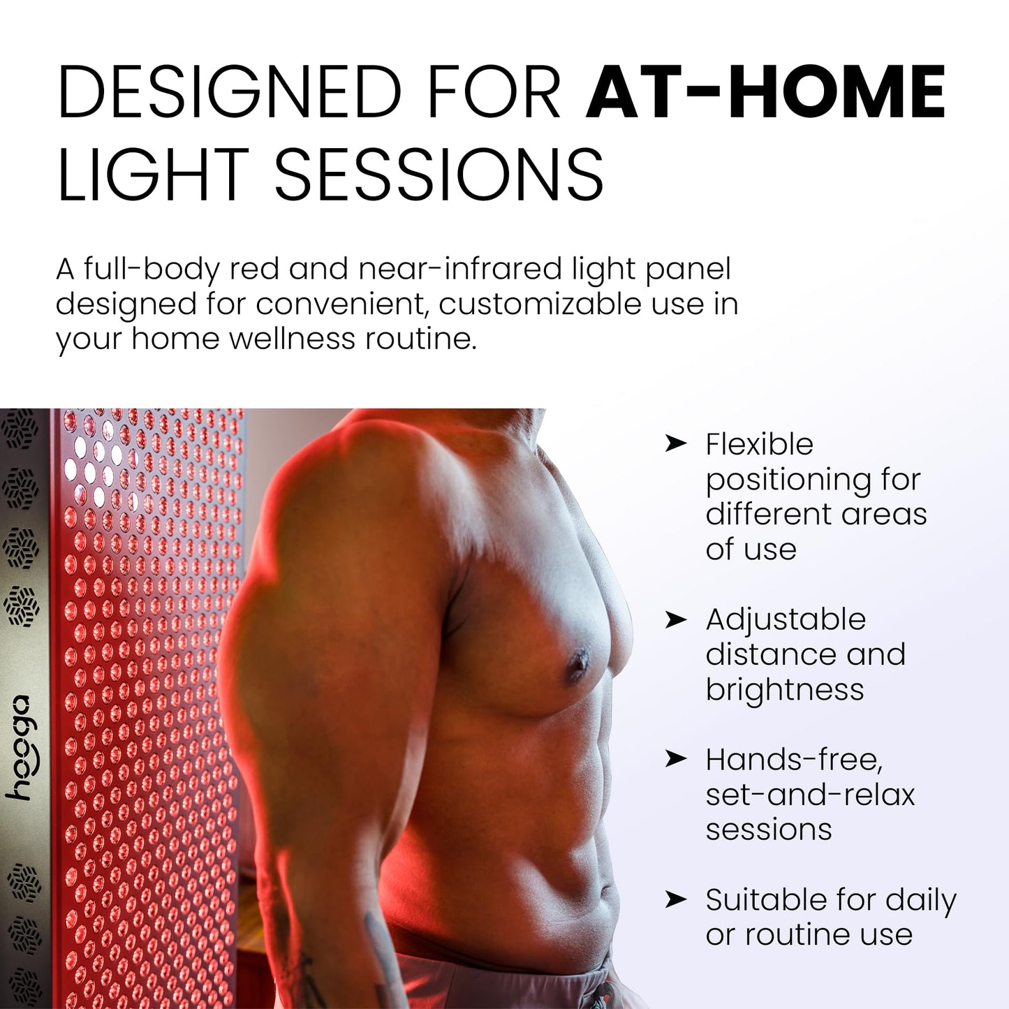 Hooga Red Light Therapy Panel Device – Full Body Panel, 630nm 660nm 810nm 850nm Red & Near Infrared Light Therapy, 300 Quad Chip LEDs, Brightness Control, Pulse Mode – ULTRA1500