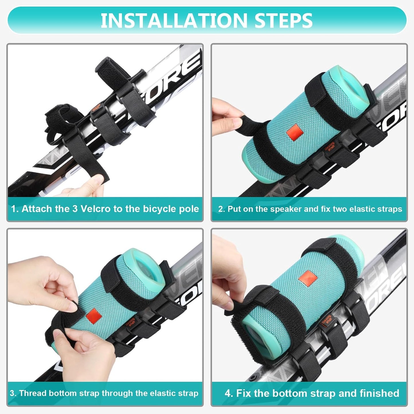 Desing Wish 2-3.5 Inches Non-Slip Bike Speaker Mount for Bluetooth Speakers in Diameter, Portable Mount Adjustable