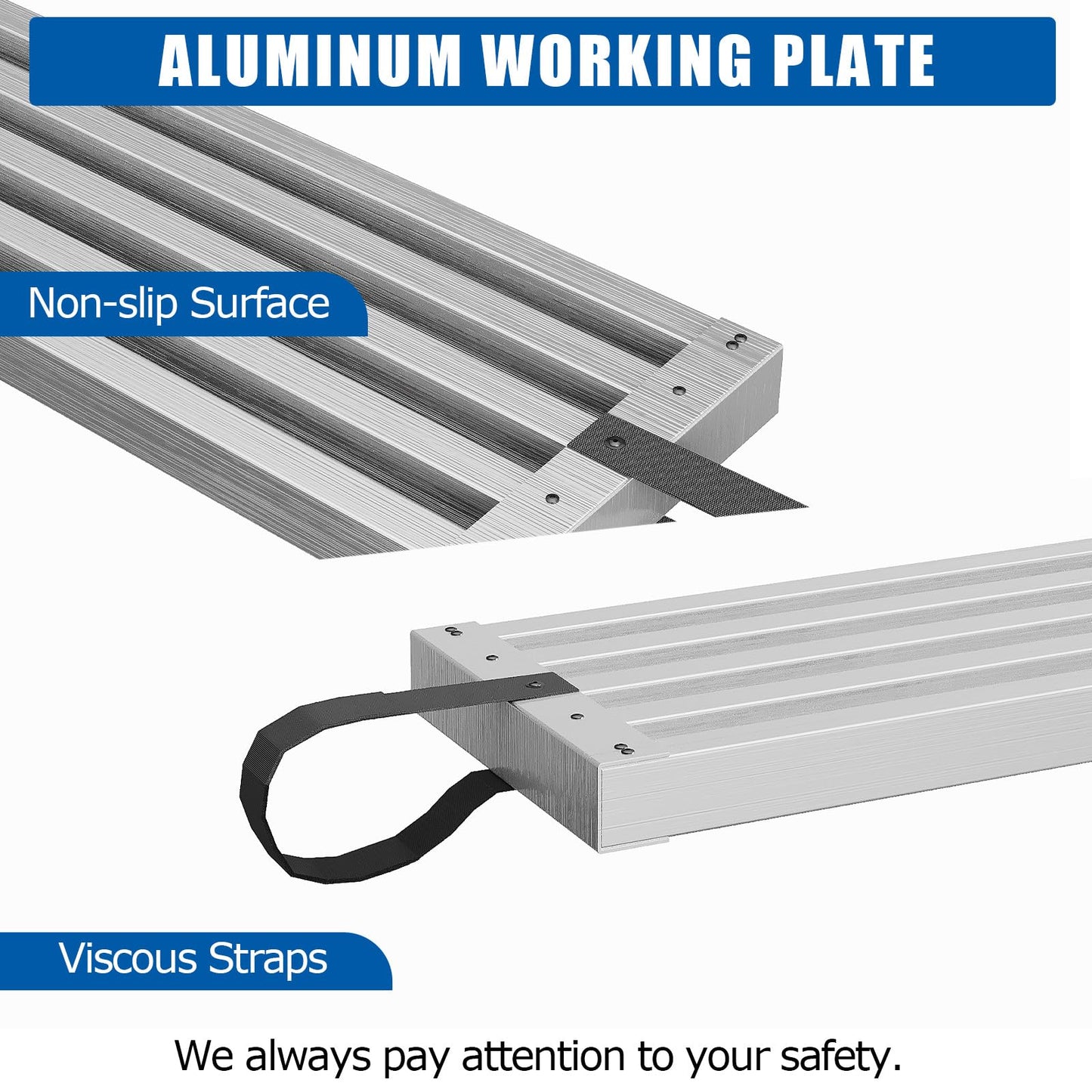 GAOMON Telescoping Work Plank, 6-9ft Aluminum Extension Plank, Telescoping Scaffolding Platform with Skid-Proof Platform, 440Lbs Capacity, Adjustable Work Platform Scaffold Ladder Accessory