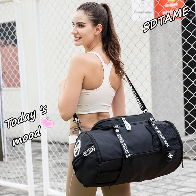 Gym Duffle Bag Backpack with Shoe Compartment,4 ways Travel Backpack for Women and Men,Multi-Functional Weekender bag with Waterproof Layer&Laptop Compartment for Fitness, Travel,Camping