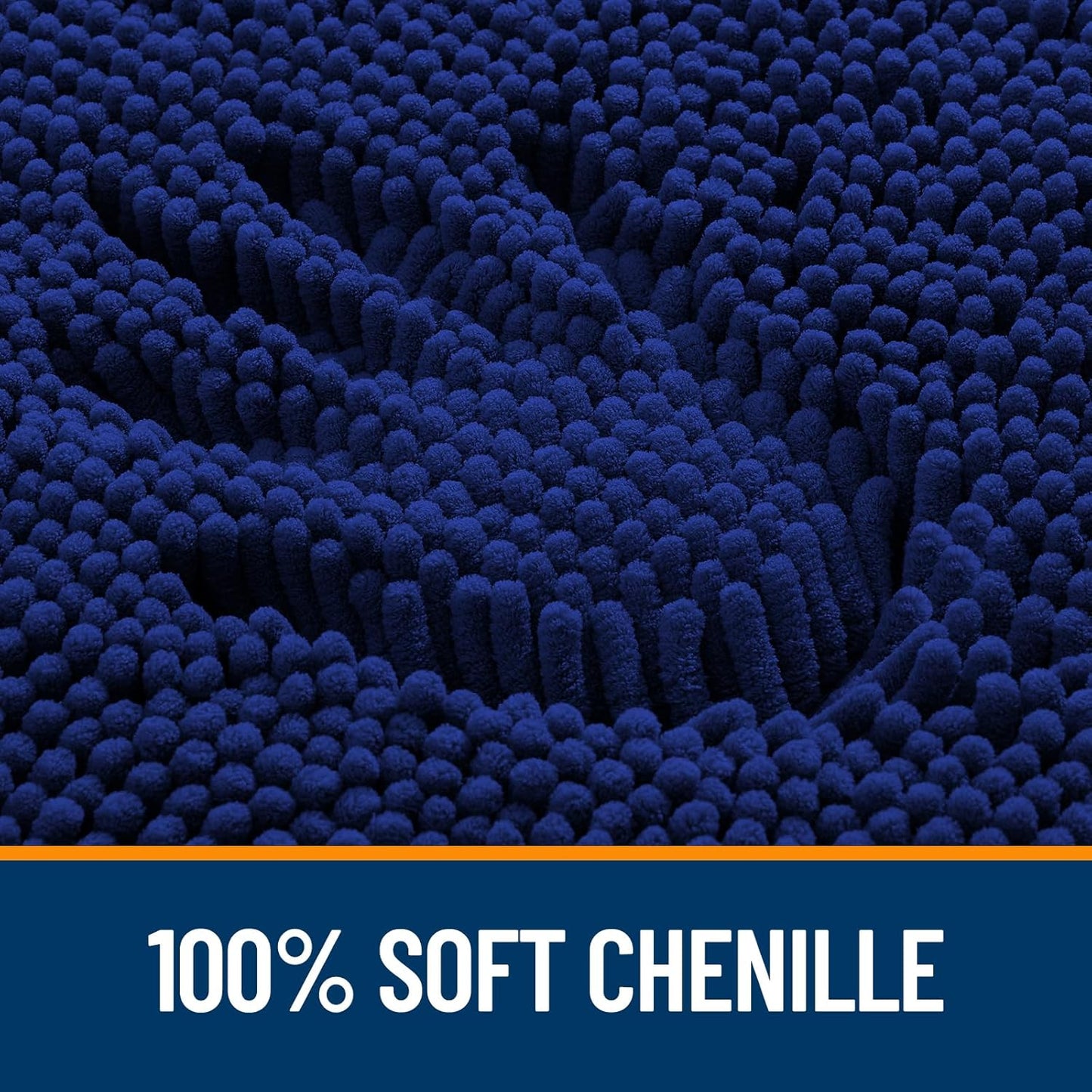 OLANLY Bathroom Runner Rugs - Extra Soft Chenille Bath Mat | Quick Dry, Machine Washable, 59x24, Navy