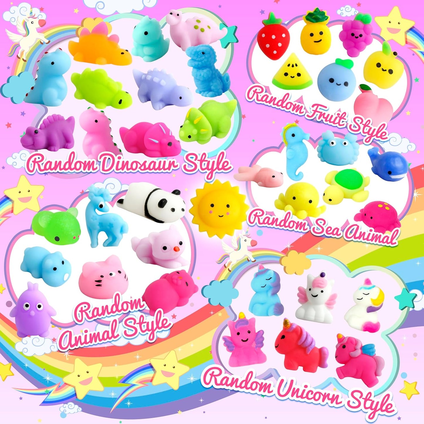 Skiennix 150 Pack Mochi Squishy Toys - Kawaii Stress Relief Party Favors for Kids | Perfect Birthday & Easter Gifts