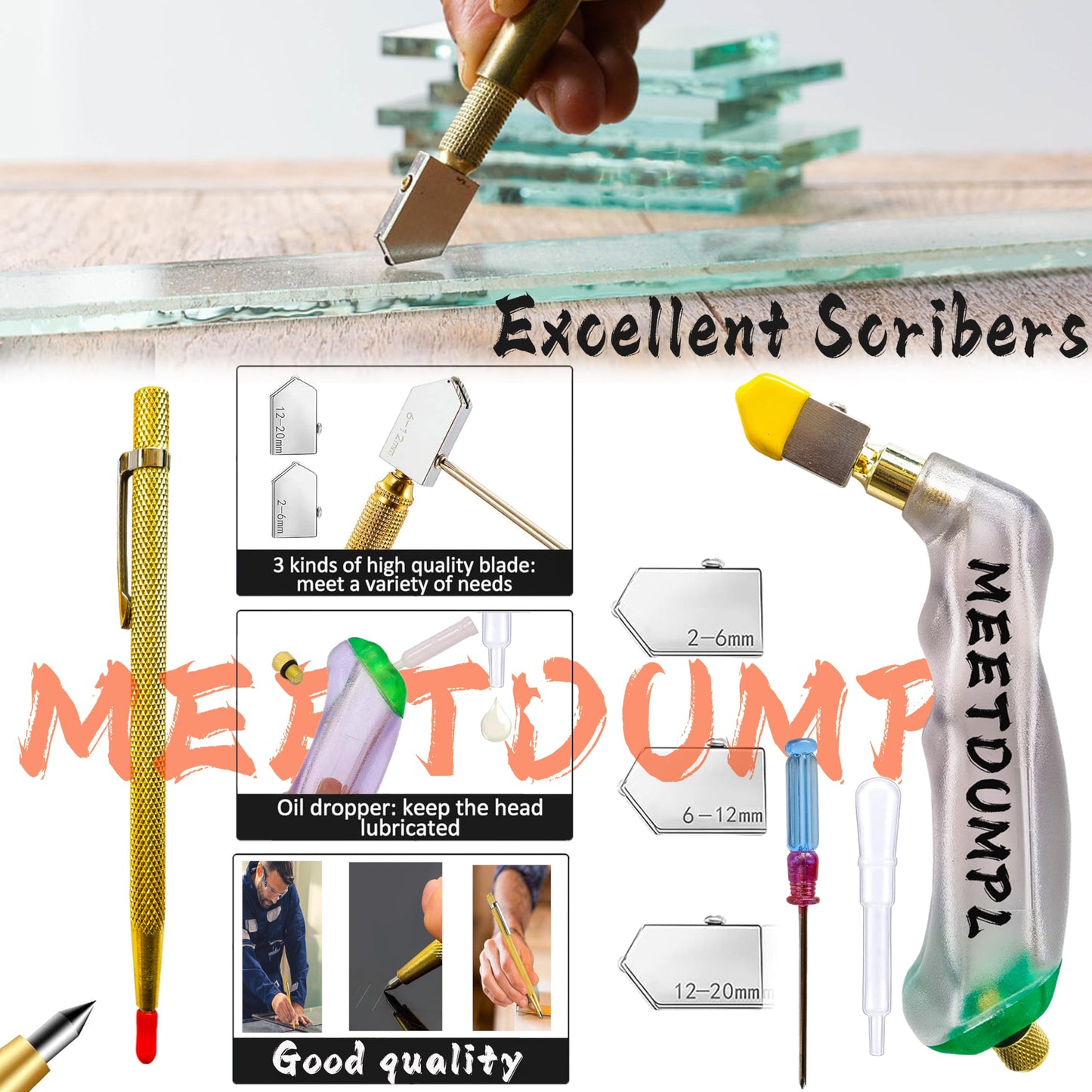 MEETDUMPL Stained Glass Kit，Stained Glass Kits for Adults，Glass Grinder，Stained Glass Grinder，5/8" + 1" Diamond Grinder Bit,100W Soldering Iron Kit,Glass Cutter Tool Kit（Patent has been registered）(7)