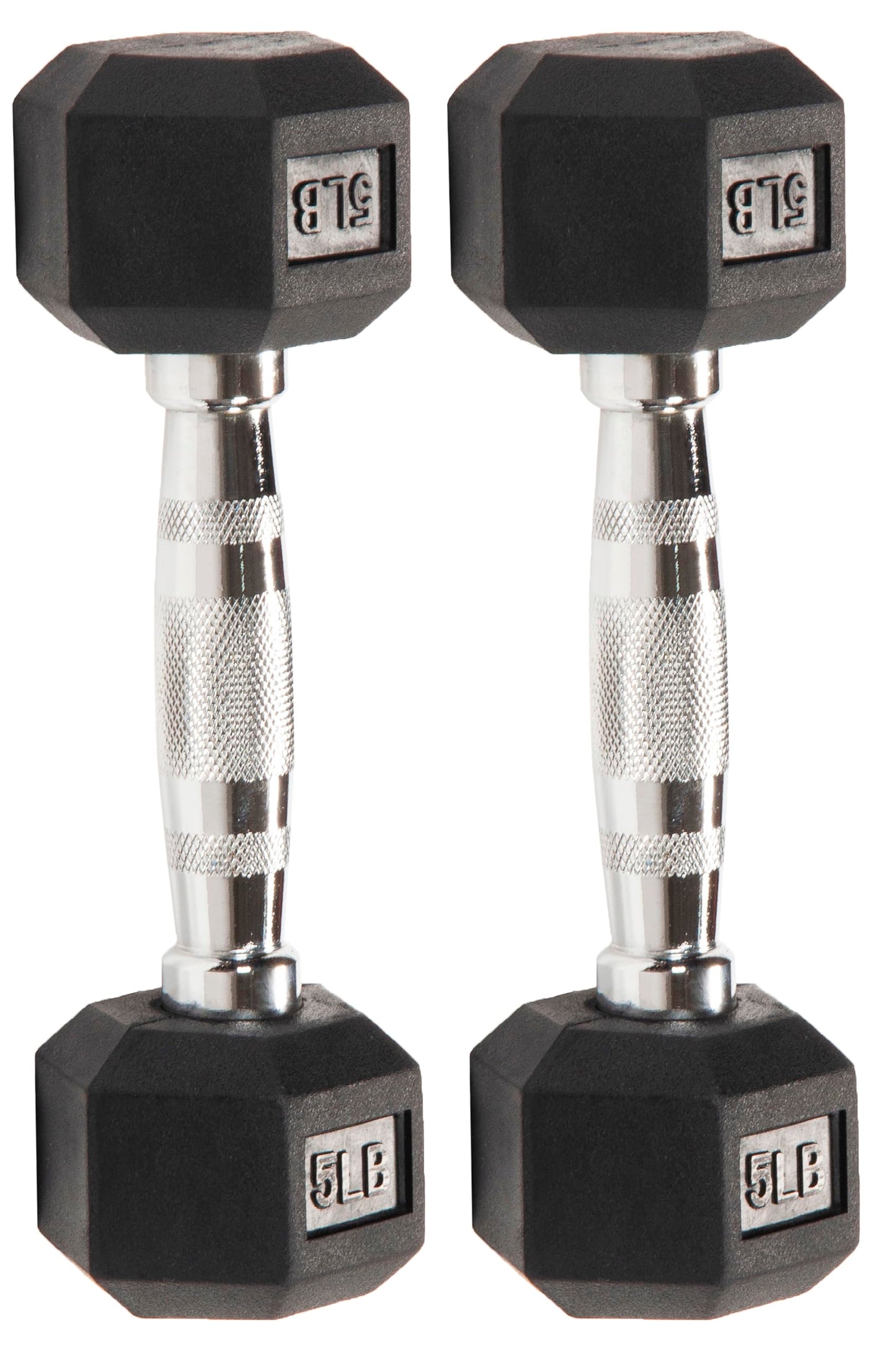 Fitvids Rubber Encased Exercise & Fitness Hex Dumbbell, Hand Weights with Anti-Slip Metal Handle for Home Gym, Multiple Sizes