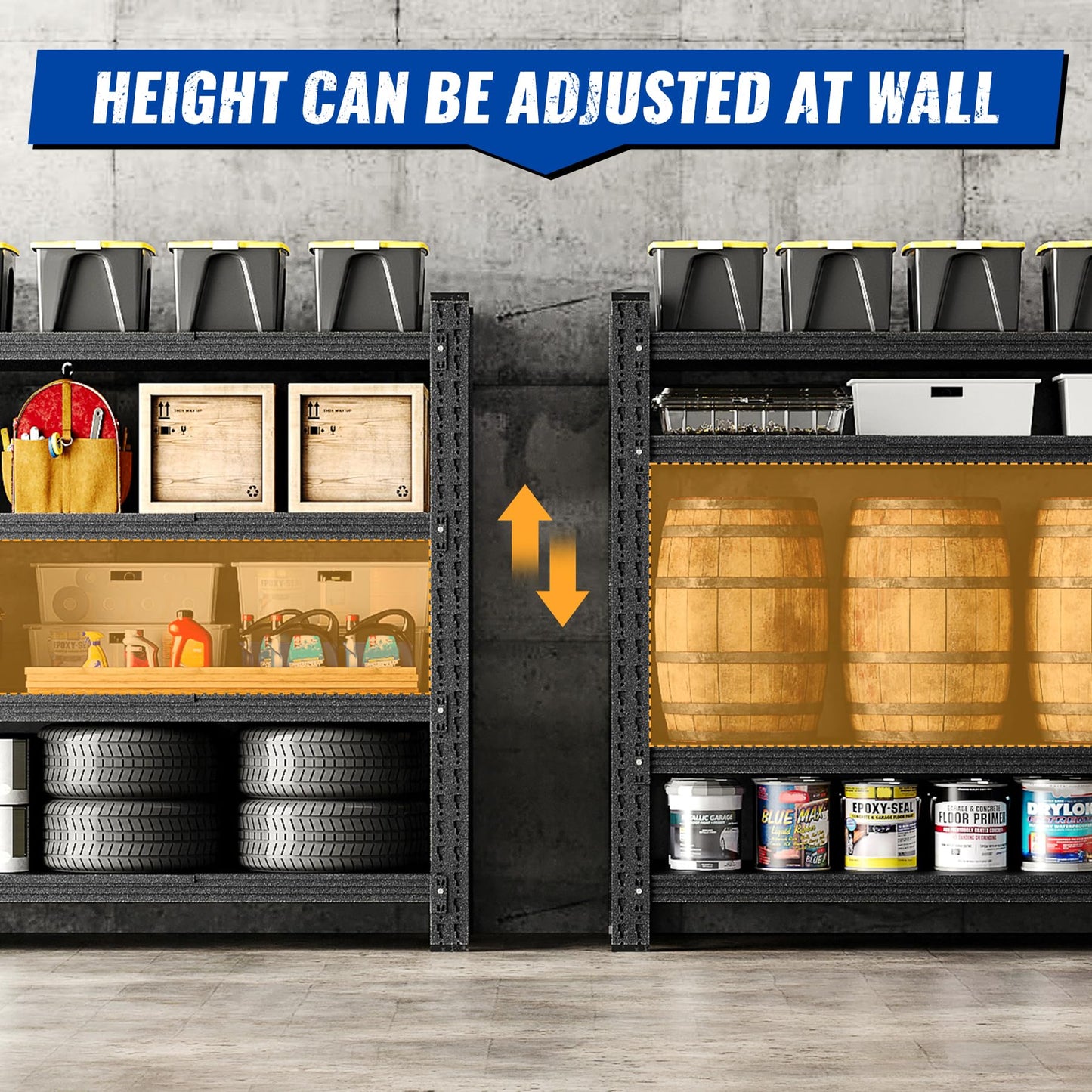 BYNSOE 71" W Garage Shelving Storage Shelves 5000LBS Metal Heavy Duty Garage Shelves Units Adjustable Storage Shelves for Industrial, Factory,71" W X 24" D X 69" H