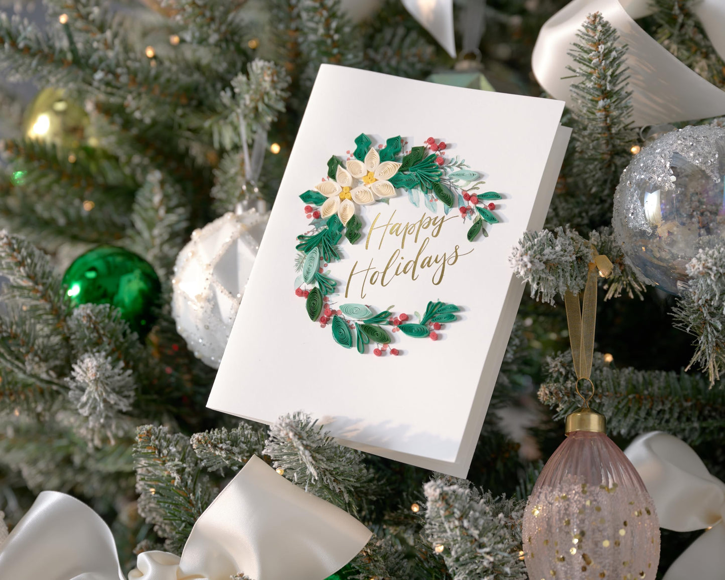 Papyrus Quilled Wreath Holiday Card, Perfect for Friends & Family (Warmest Wishes)